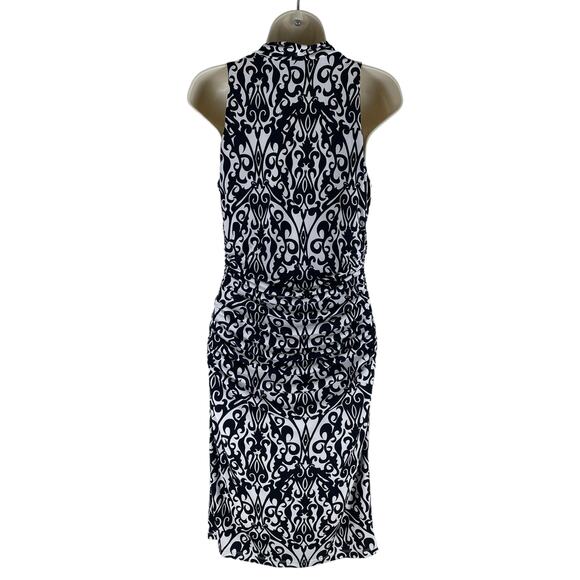 Cato Damask Cowl Neck Damask Print Mini Dress Black White Size 12 - Picture 6 of 8